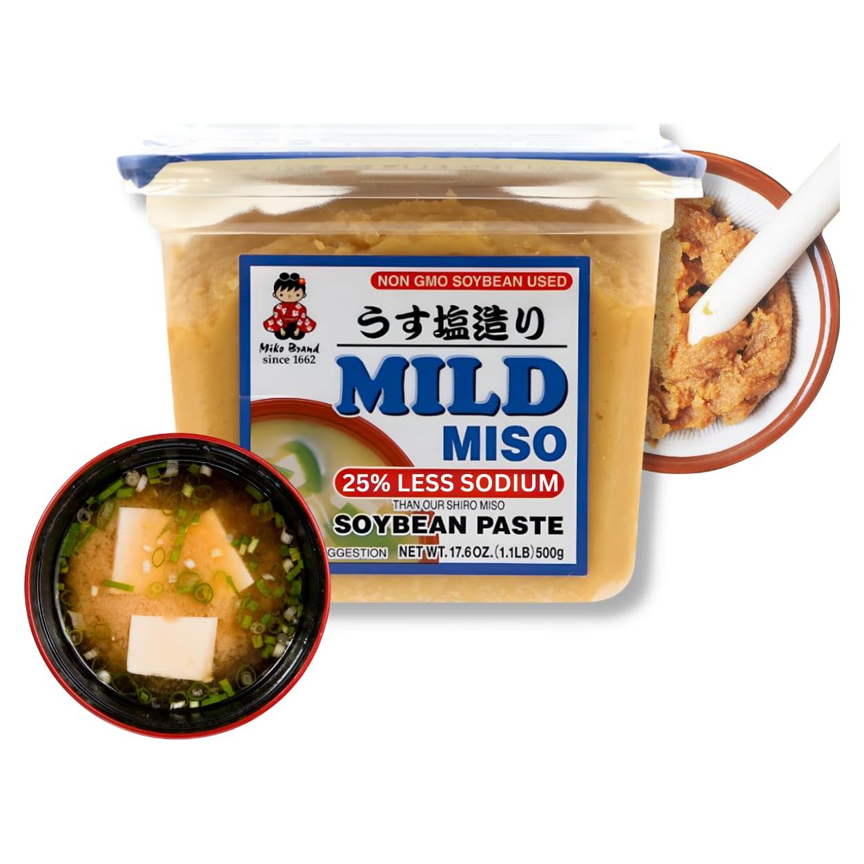 Pasta de Miso Blanco Miko 500g - Bajo en Sodio, Sabor Dulce