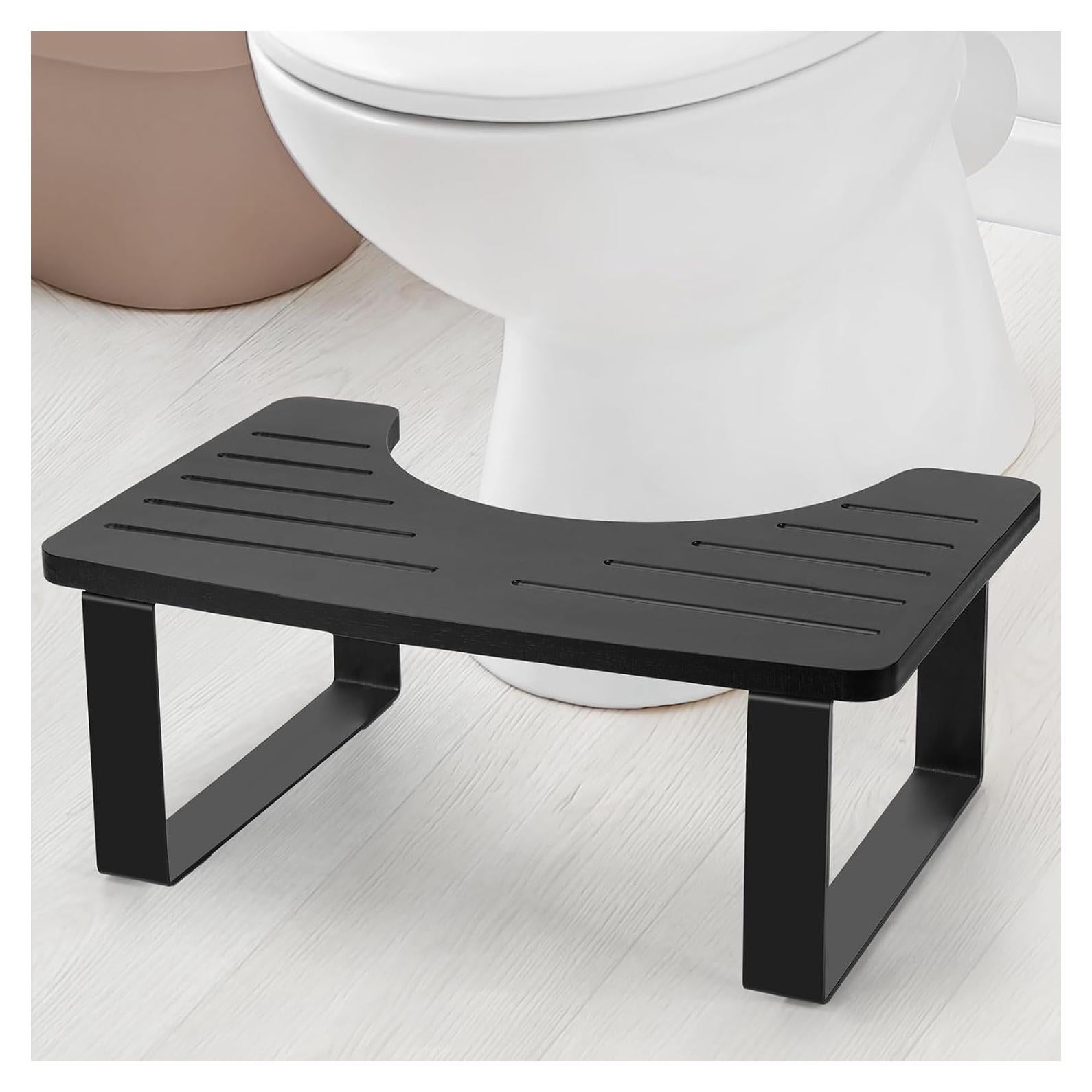 Taburete de Inodoro JOPSTDI de Bambú Antideslizante Negro