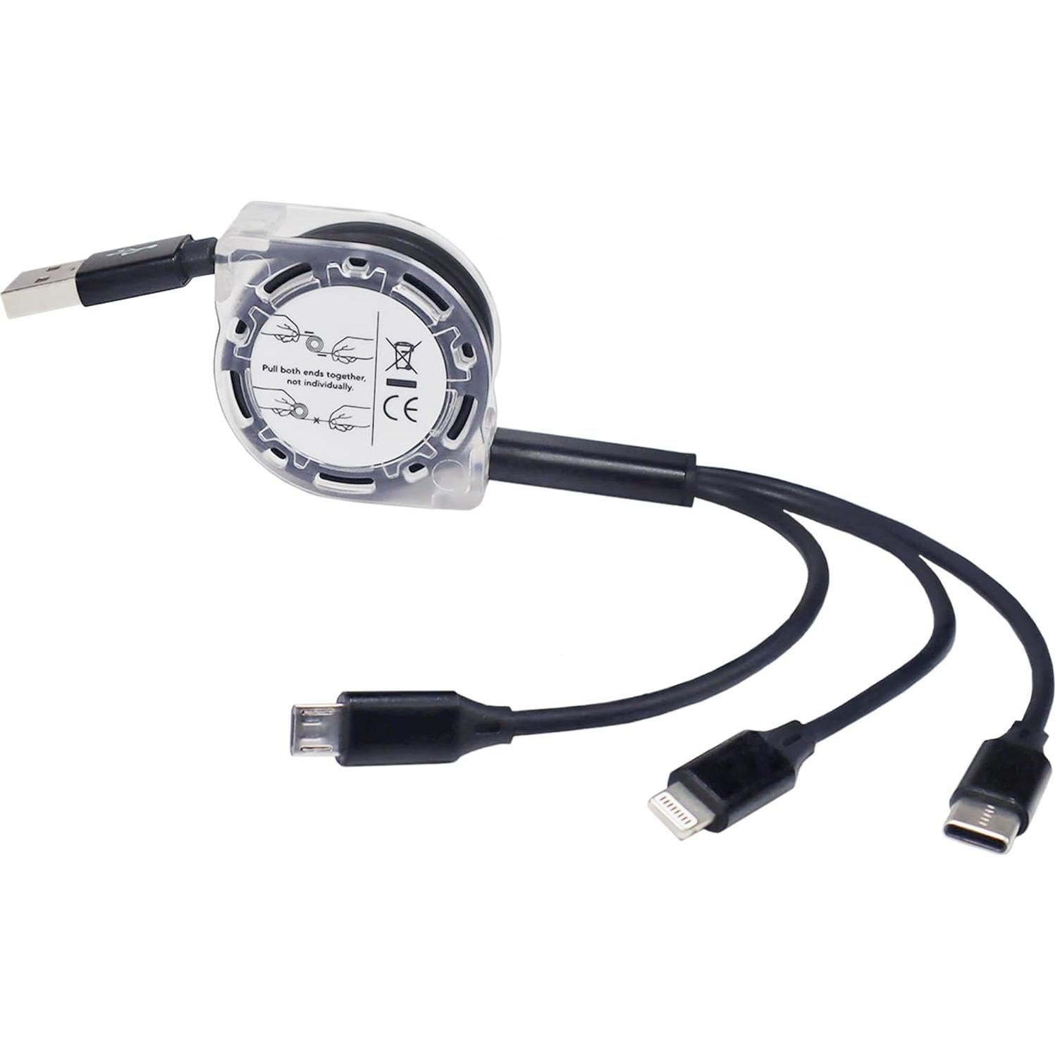 Cable Retráctil BoxWave Compatible con Miko Mini - USB 3 en 1