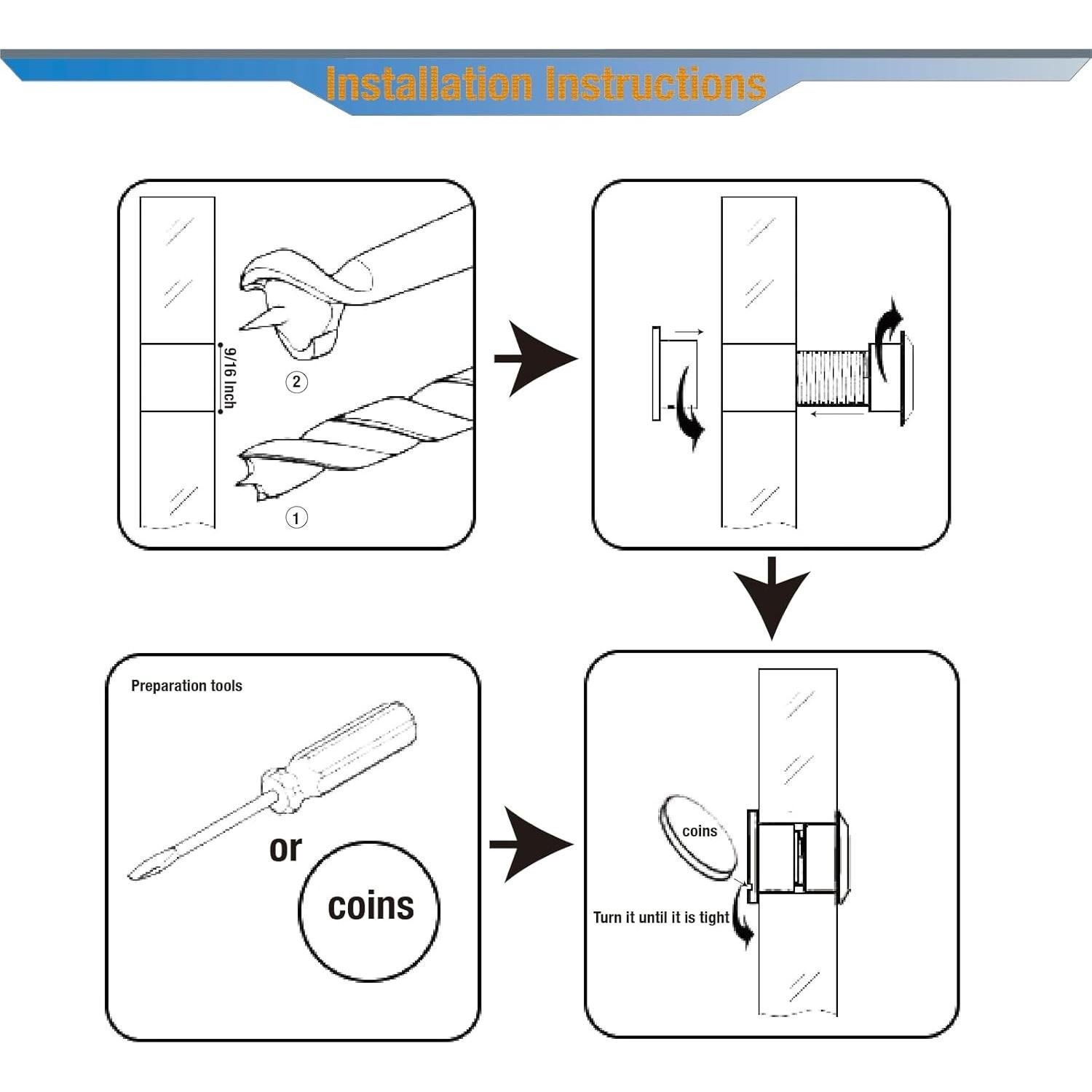 Visor de Mirilla de Puerta 180 Grados TB-SENROCA Cromo Brillante