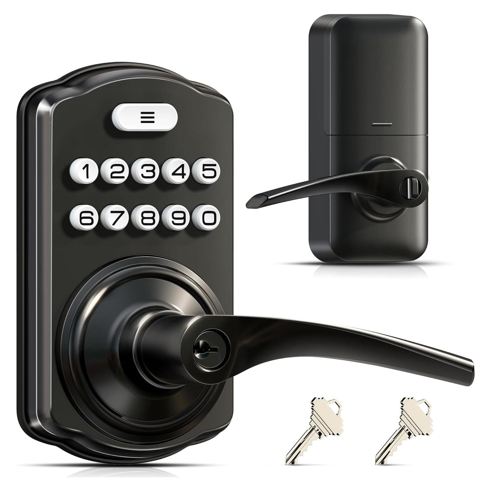 Cerradura Electrónica Veise con Teclado y Manija, Negro Mate