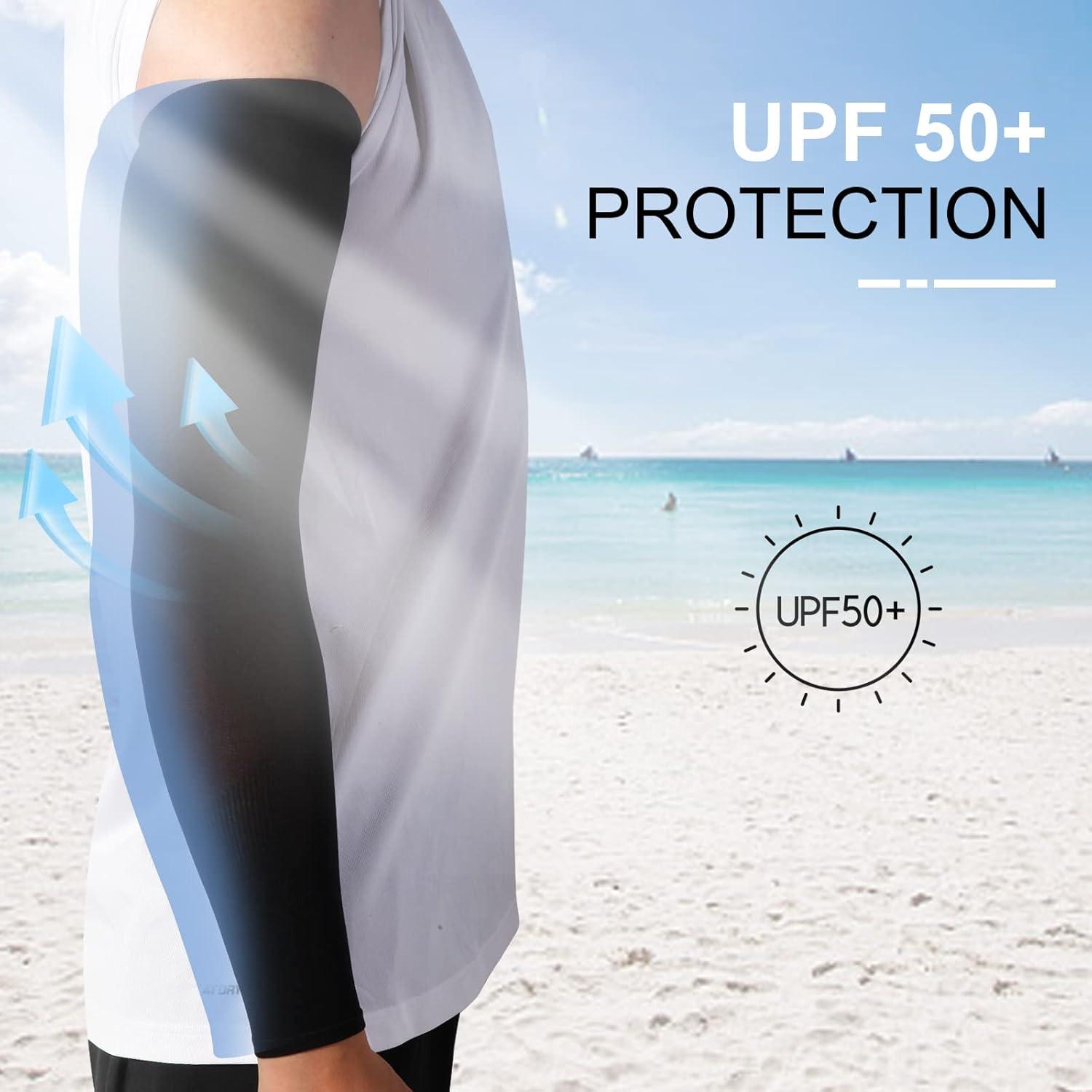 Mangas para brazos Feeke 2 pares UPF 50+ para hombres y mujeres