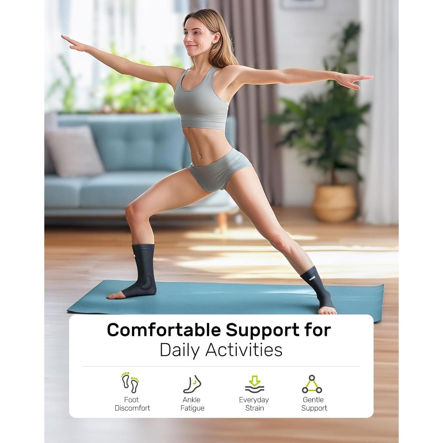 Soporte de Tobillo Rakiie con Almohadilla de Silicona, Negro S