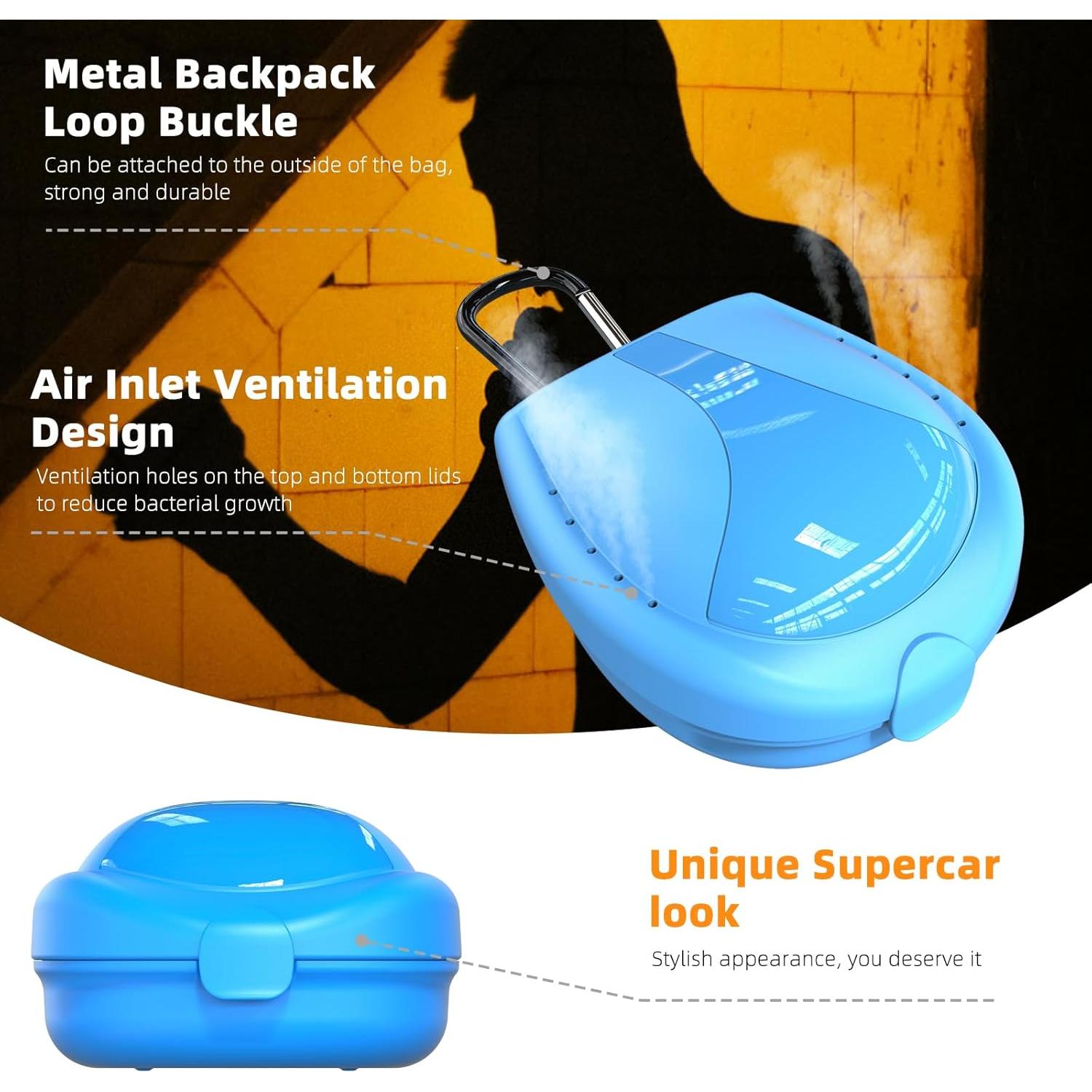 Estuche para Protector Bucal Deportivo BVN Azul 9.6x7.9cm