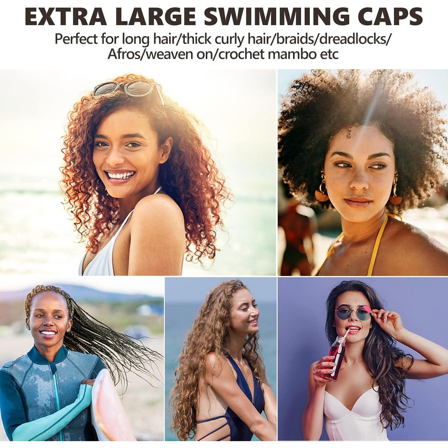 Gorra de Natación Extra Grande YOGINGO para Cabello Rizado