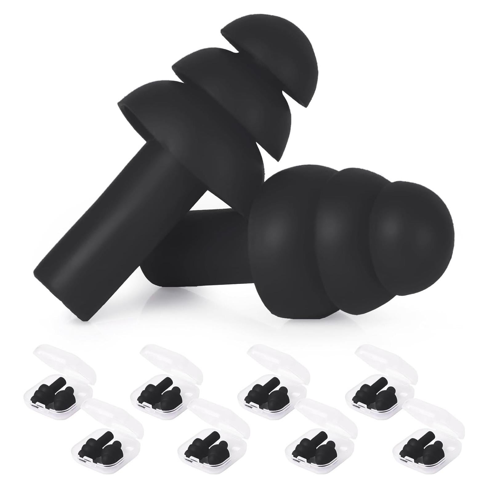 24 Pares Tapones para Oídos AIOMOB Negros Silicona NRR 29dB