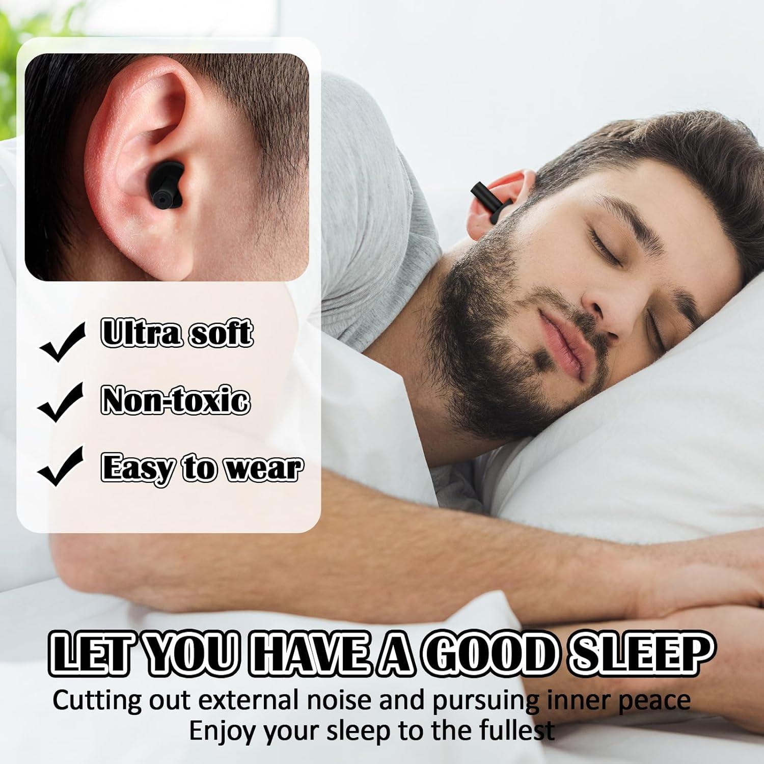 24 Pares Tapones para Oídos AIOMOB Negros Silicona NRR 29dB