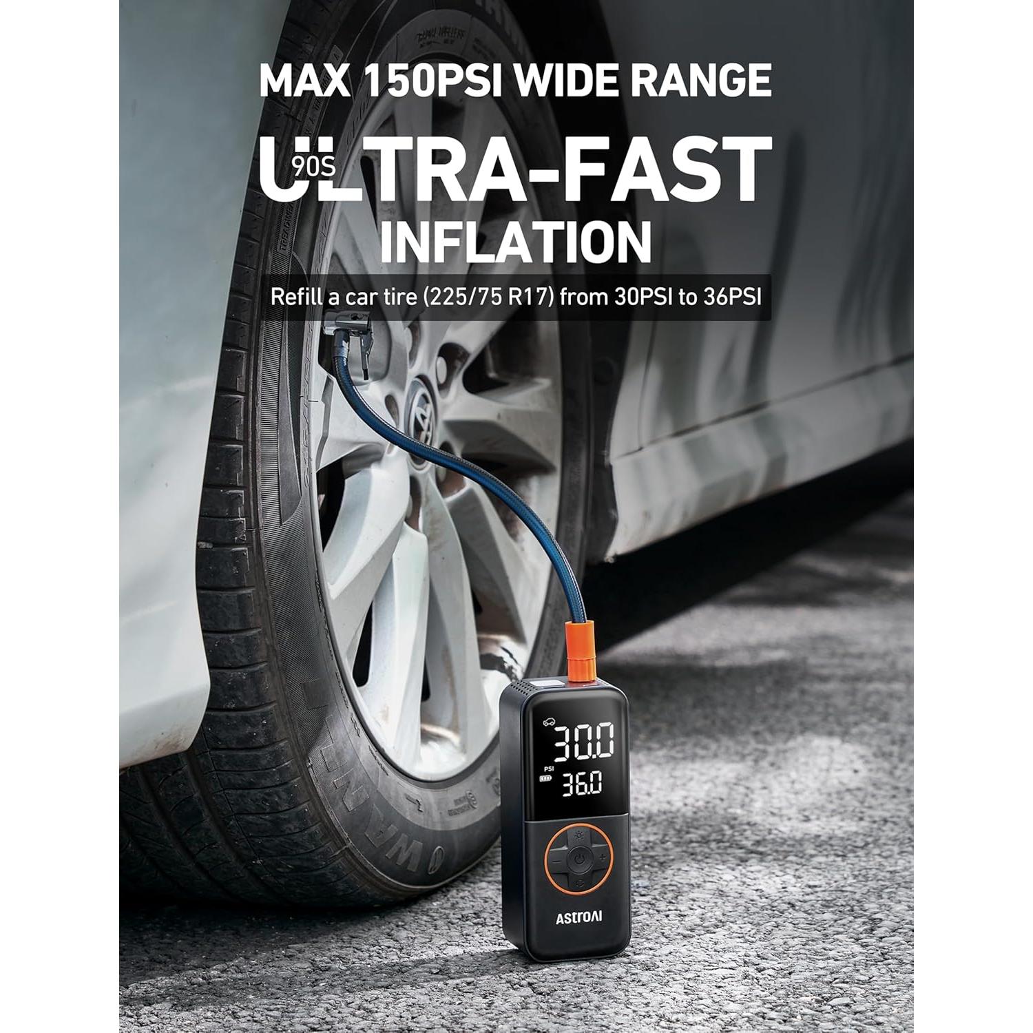 Compresor de Aire Portátil AstroAI L4 150 PSI Inflador Rápido