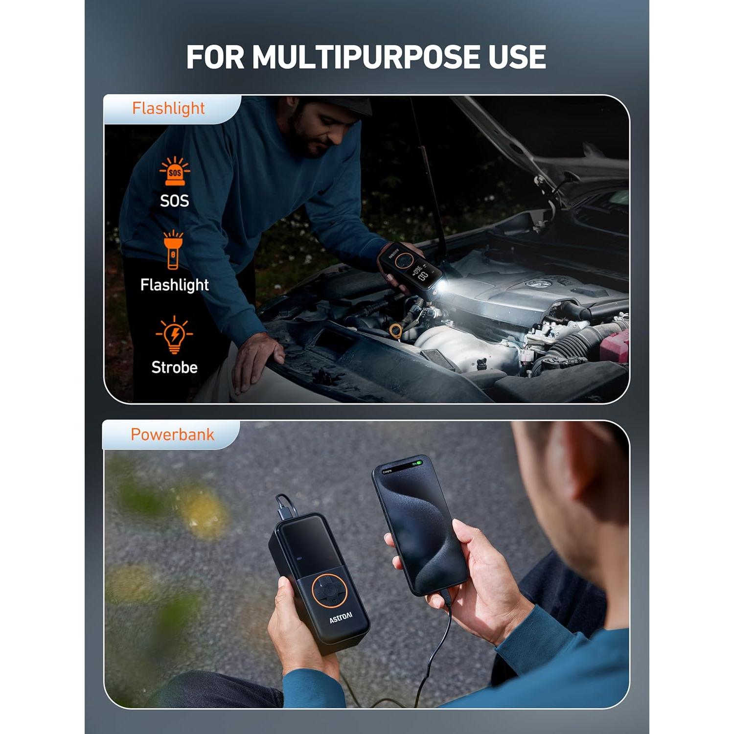 Compresor de Aire Portátil AstroAI L4 150 PSI Inflador Rápido