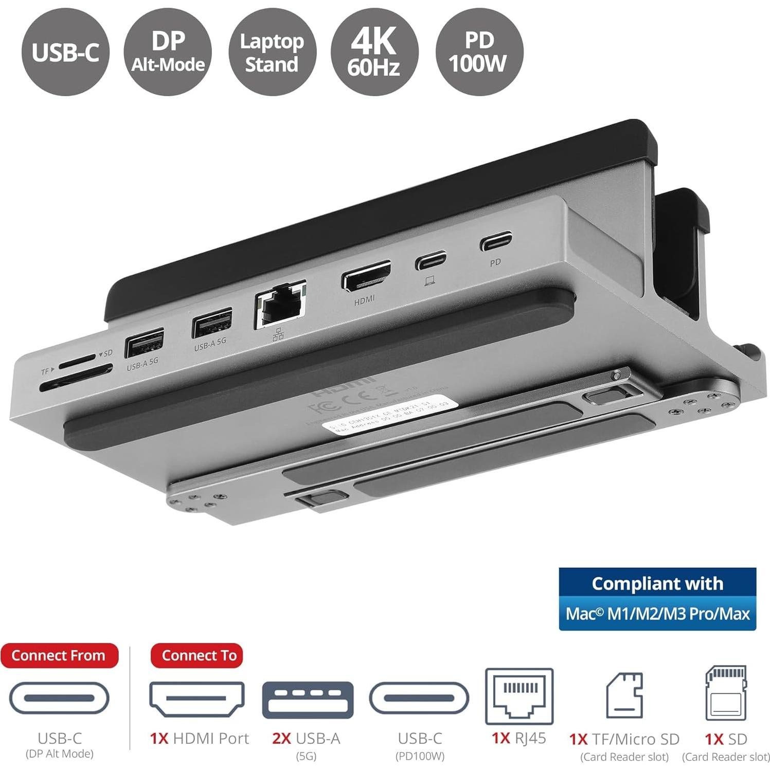 Estación de Acoplamiento USB-C SIIG 4K 60Hz Ethernet 100W