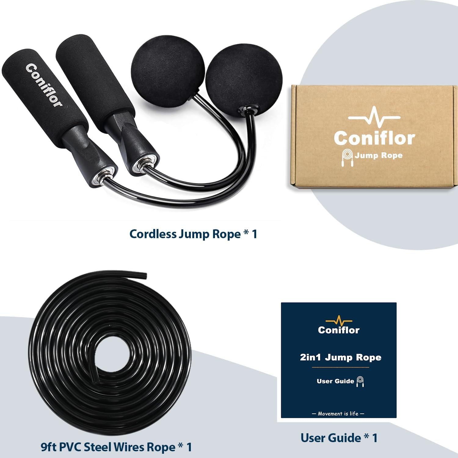 Cuerda de Salto 2 en 1 Coniflor - Sin Enredos y Ajustable