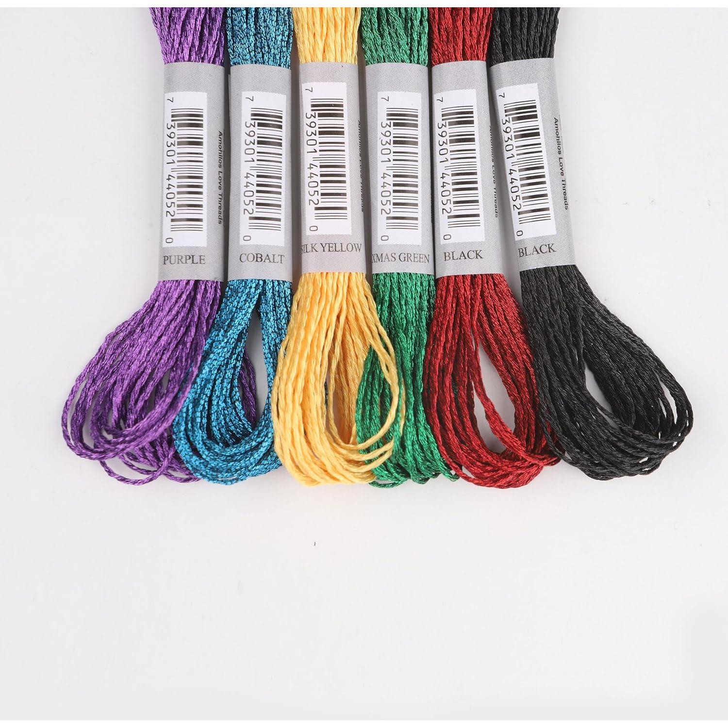 24 Madejas Hilo de Bordado Metálico AMOHilos Multicolor