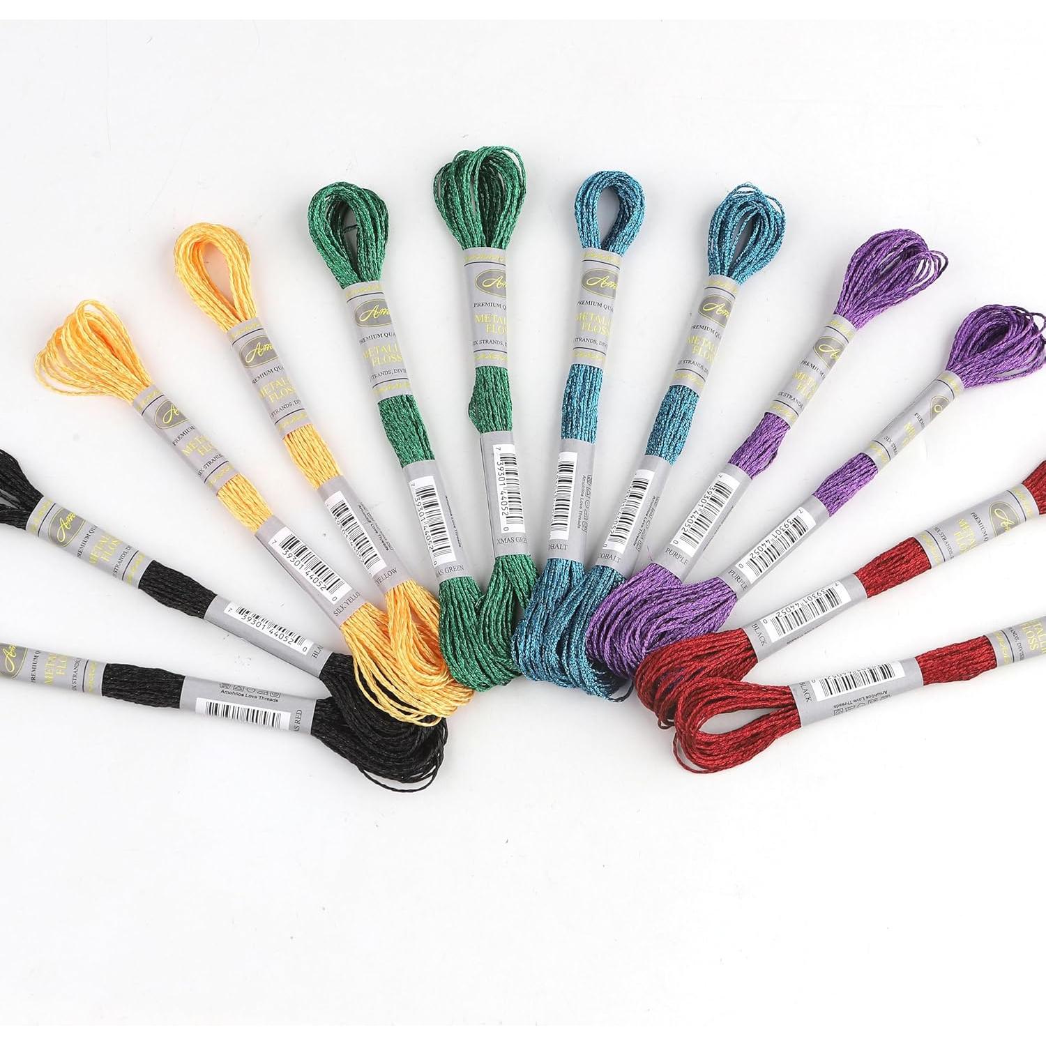 24 Madejas Hilo de Bordado Metálico AMOHilos Multicolor