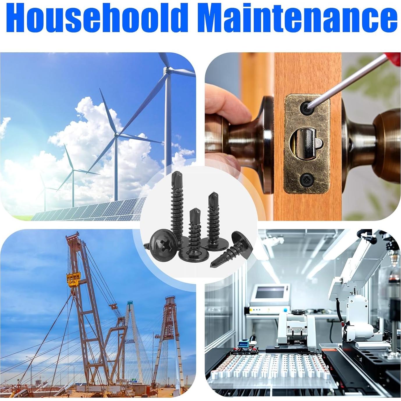 Kit 450 Tornillos Autoperforantes Acero Inoxidable 410 Negro