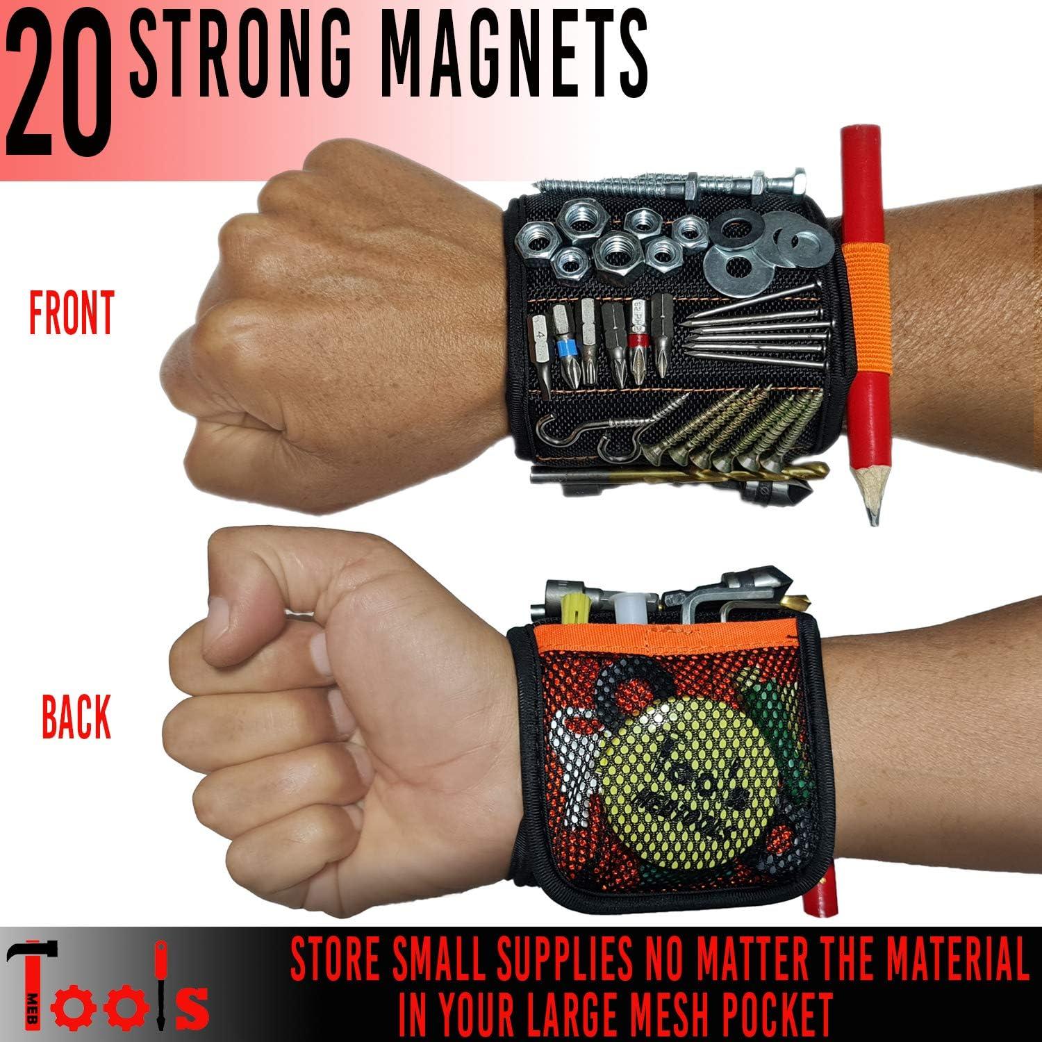 Pulsera Magnética MEBTOOLS con 20 Imánes y 4 Bolsillos