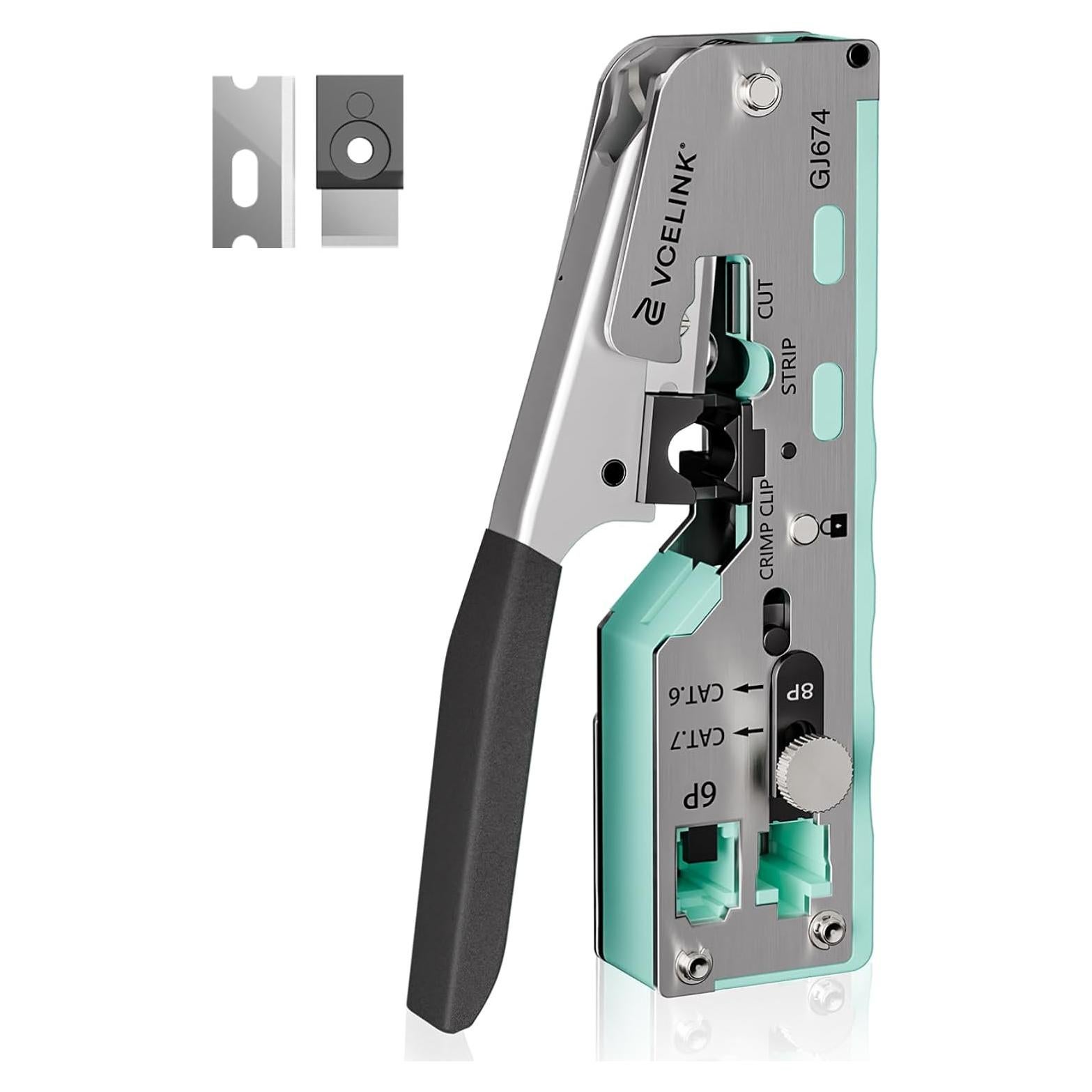 Crimpadora RJ45 VCELINK Ajustable para CAT5/CAT6/CAT7 Verde