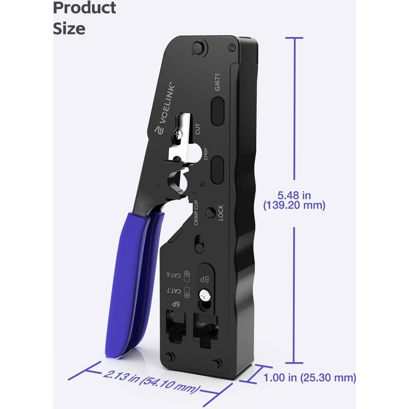 Crimpadora RJ45 VCELINK Todo en Uno para Conectores CAT5e a CAT7
