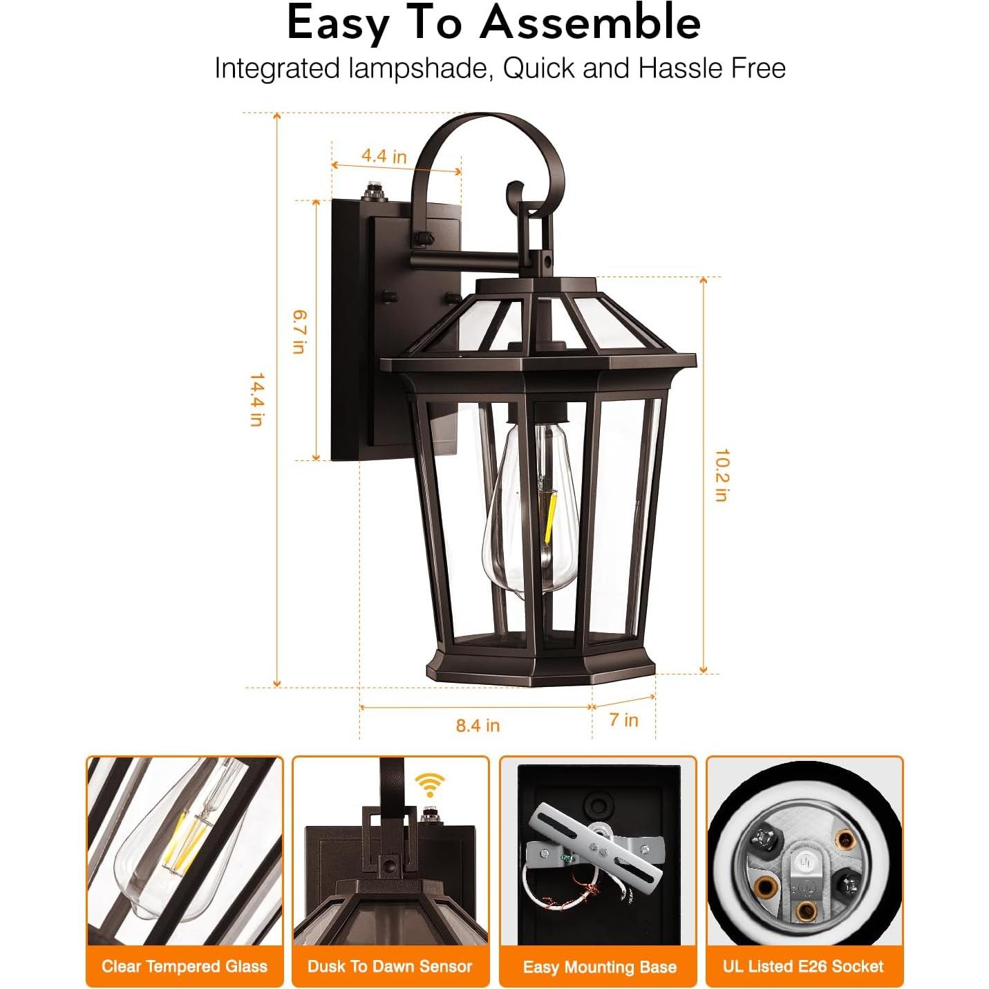 Aplique de Pared Exterior VIANIS Bronce Aceitado Dusk to Dawn