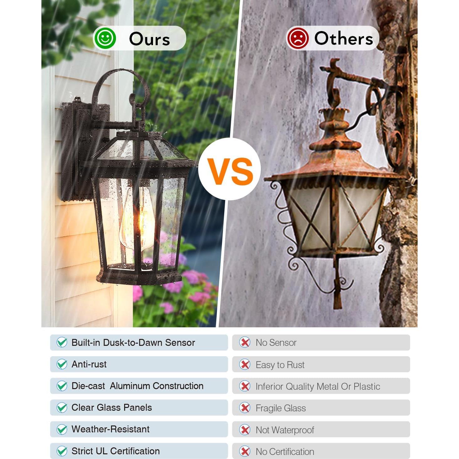 Aplique de Pared Exterior VIANIS Bronce Aceitado Dusk to Dawn