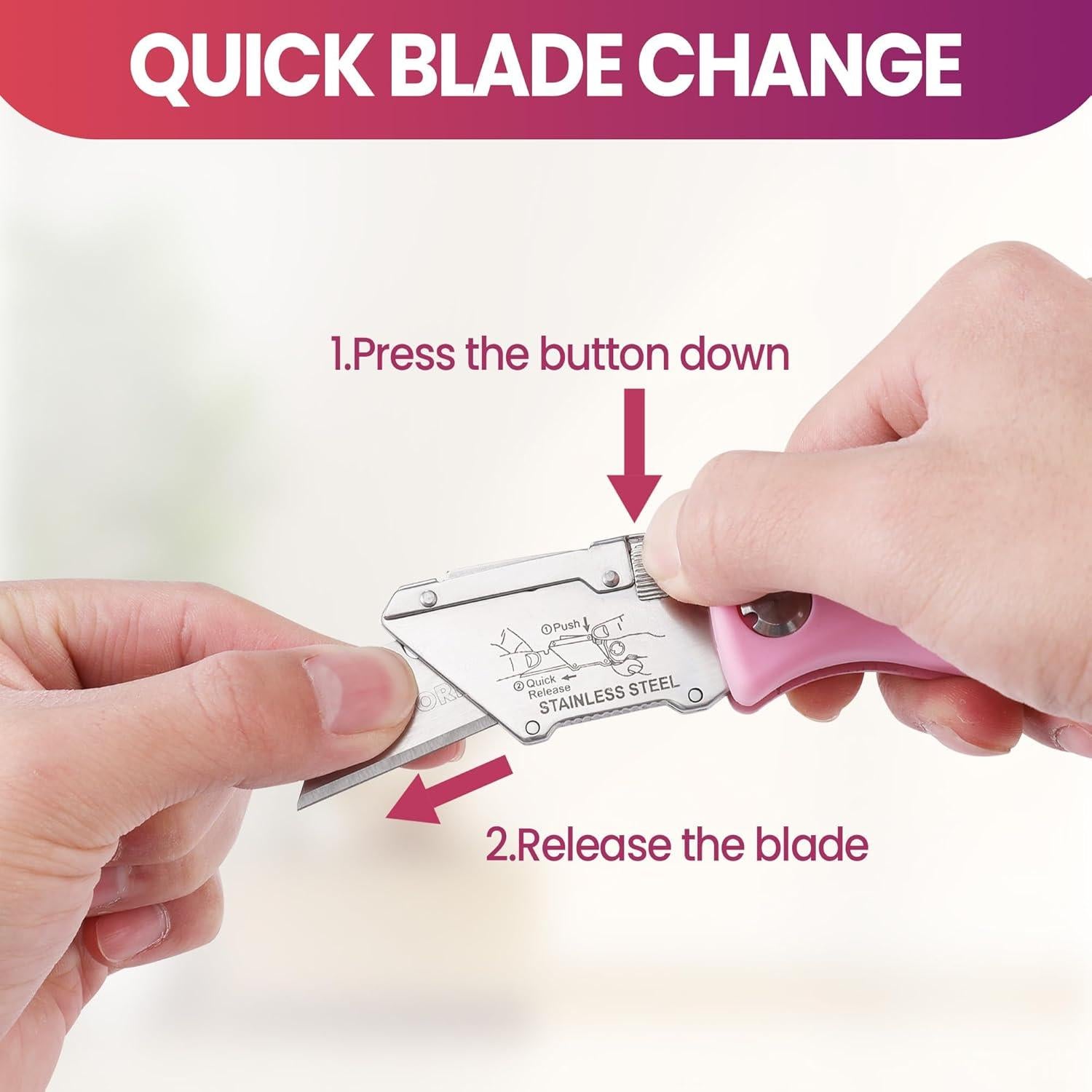 Cuchillo Utilitario Plegable WORKPRO Rosa con 15 Cuchillas