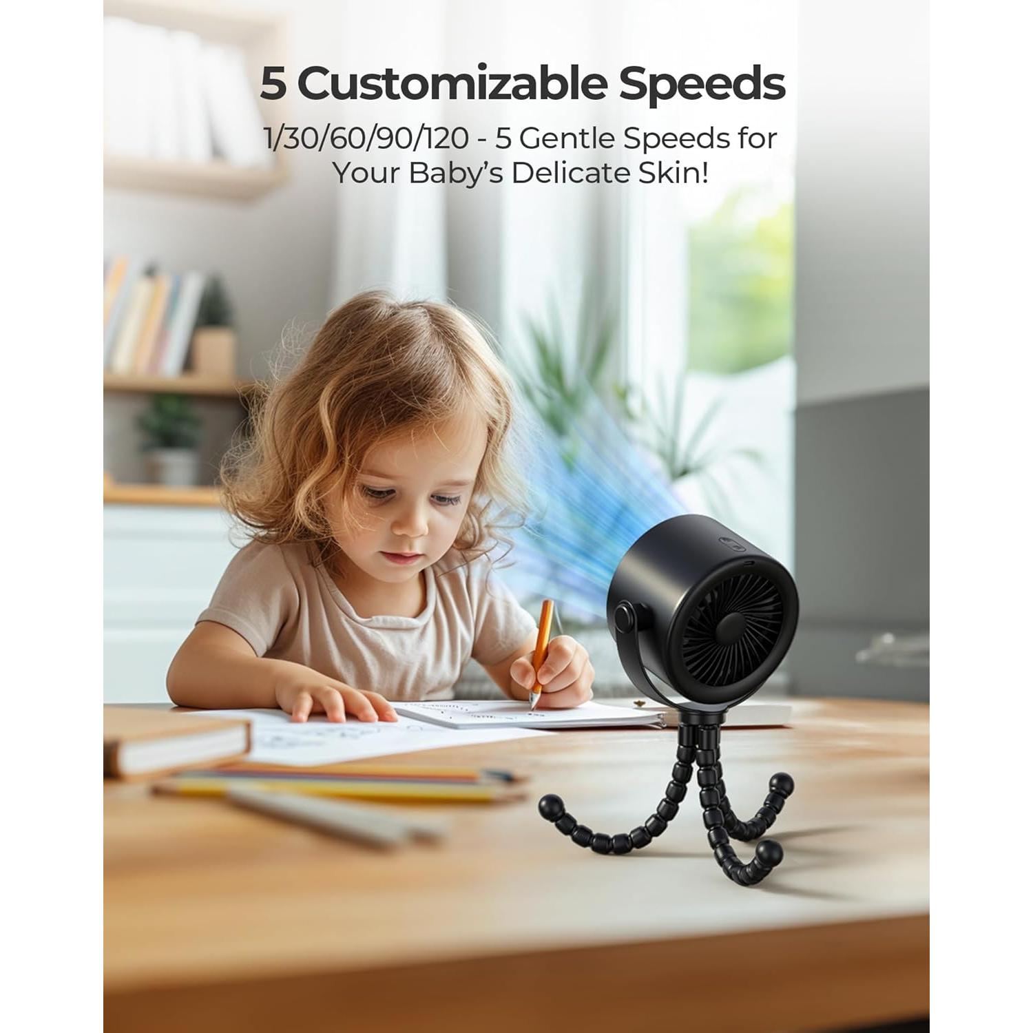 Ventilador Portátil Koonie F9701 Recargable 5 Velocidades 360°