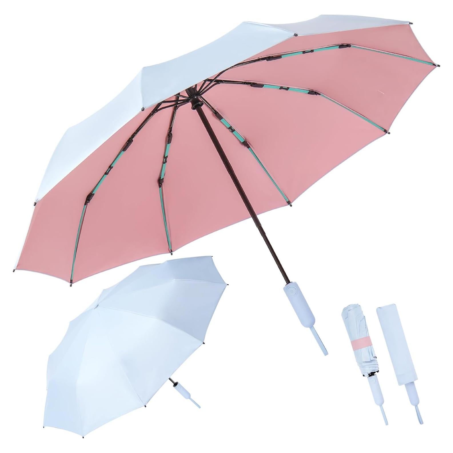 Paraguas Plegable Anti-UV Azul Cielo Compacto Automático