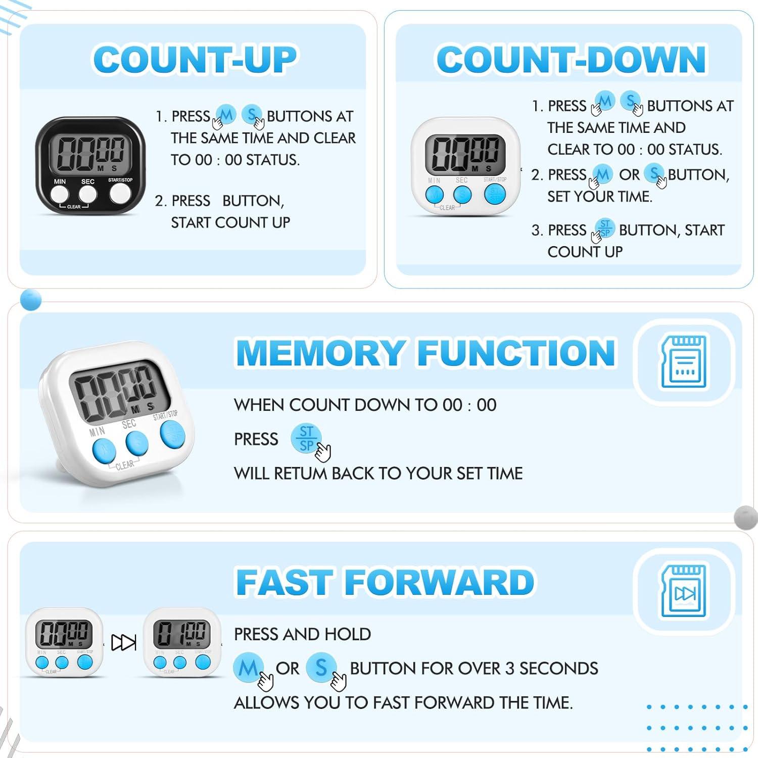 Temporizador Digital de Cocina Xuhal - 12 Piezas Magnéticos