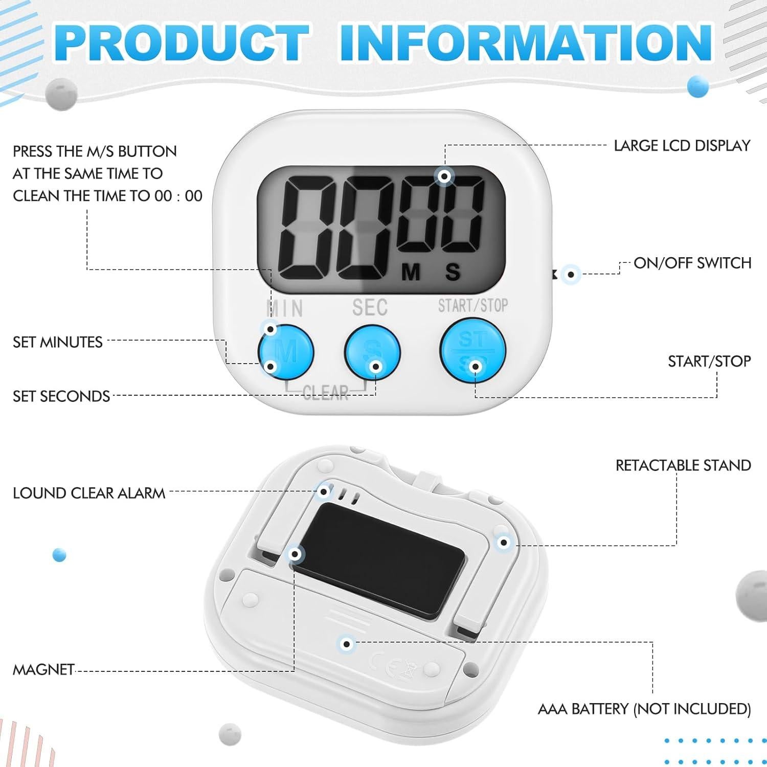 Temporizador Digital de Cocina Xuhal - 12 Piezas Magnéticos