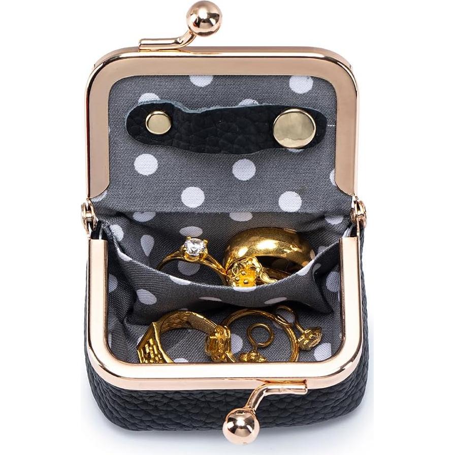 Caja de Joyería de Viaje Worzwin de Cuero Genuino Negra