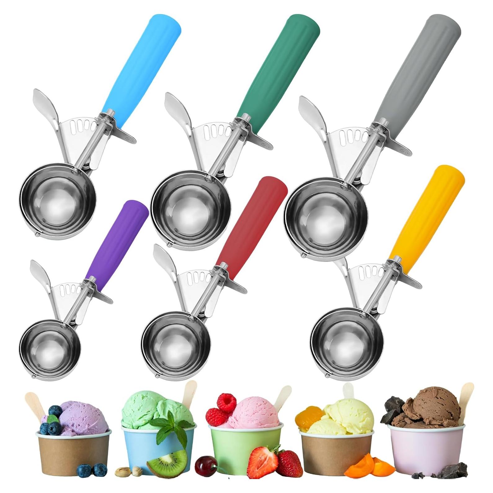 Hsei 6 Cucharas de Helado Acero Inoxidable Multicolor 40-70mm