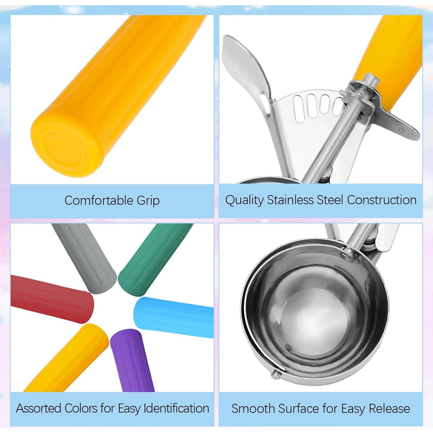 Hsei 6 Cucharas de Helado Acero Inoxidable Multicolor 40-70mm
