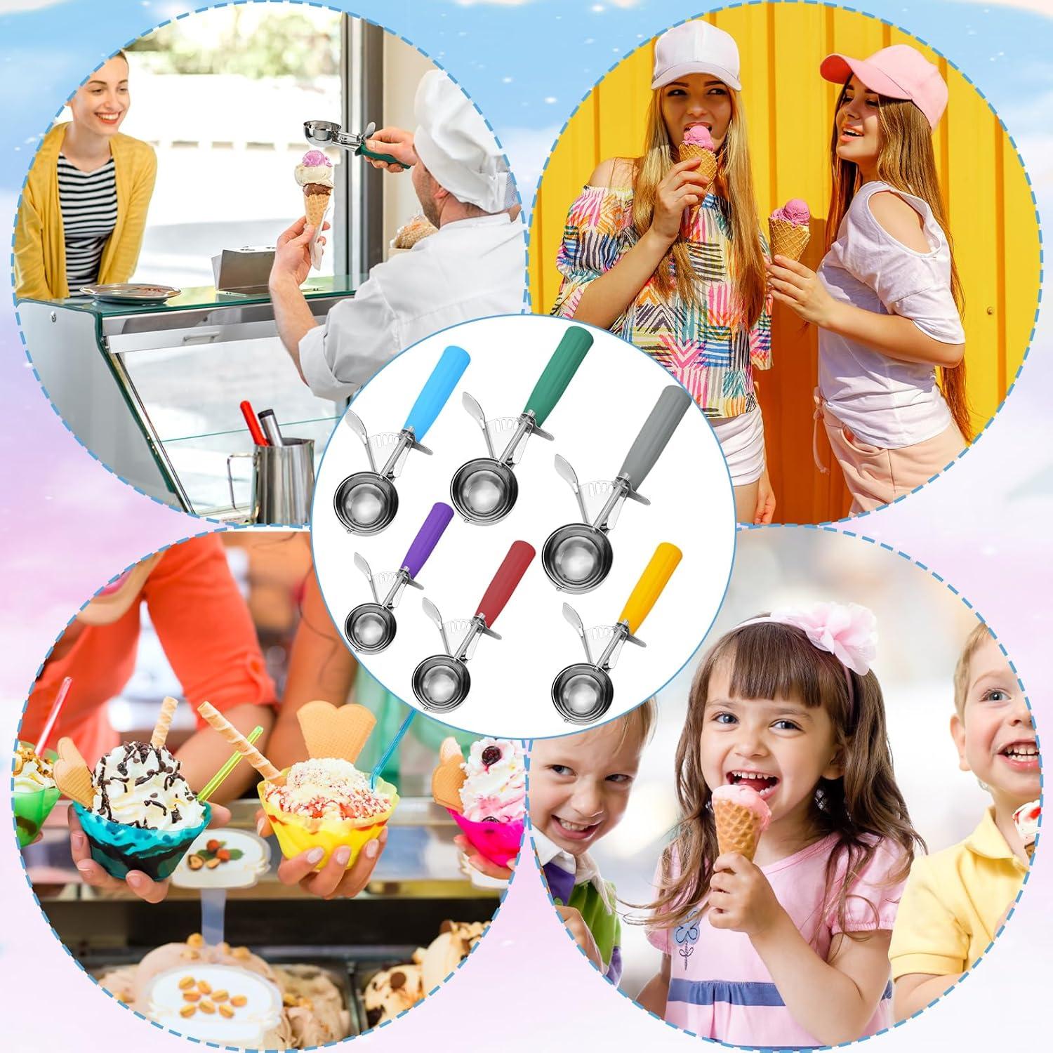 Hsei 6 Cucharas de Helado Acero Inoxidable Multicolor 40-70mm