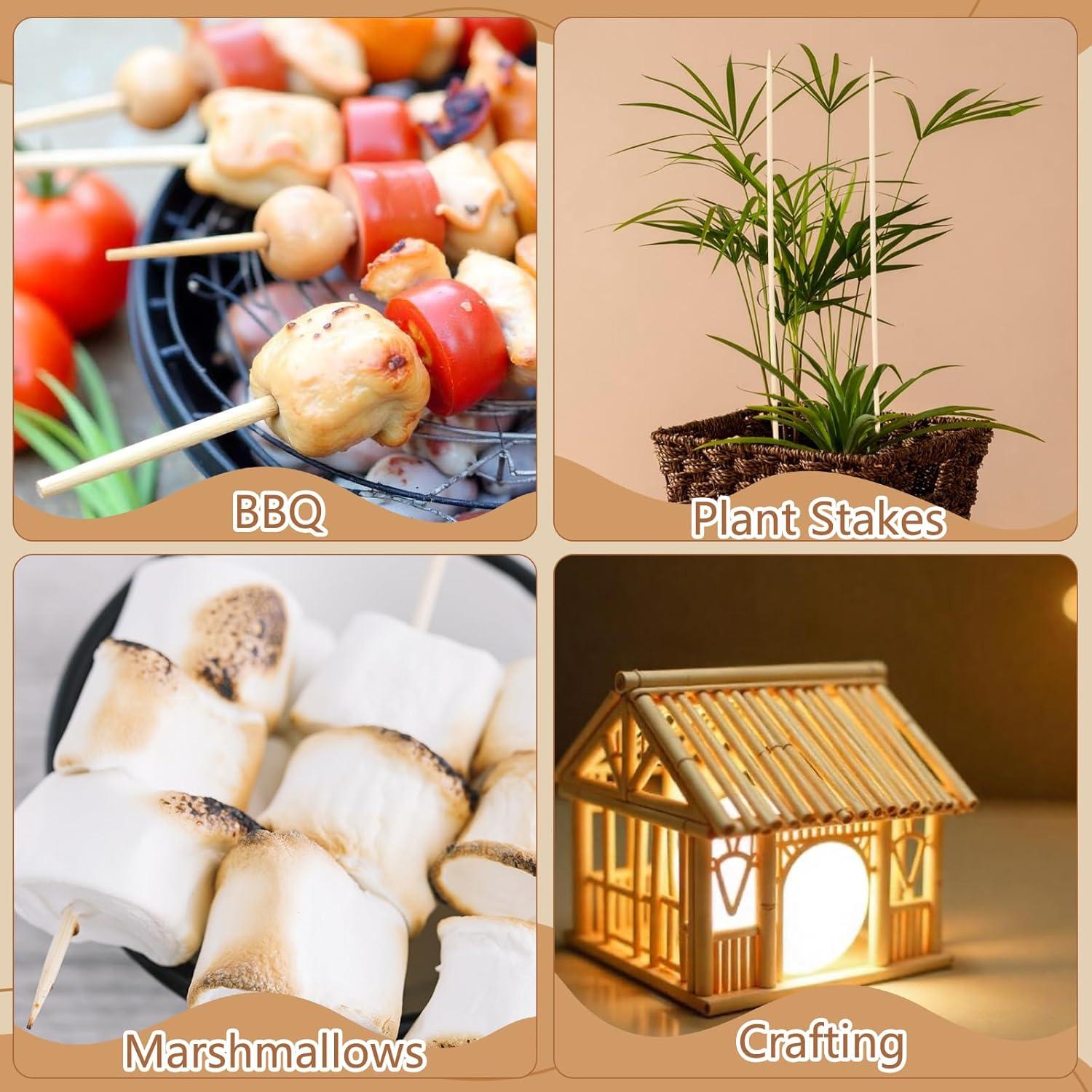 150 Palitos de Bambú 40 cm WSICSE para Barbacoa y Manualidades