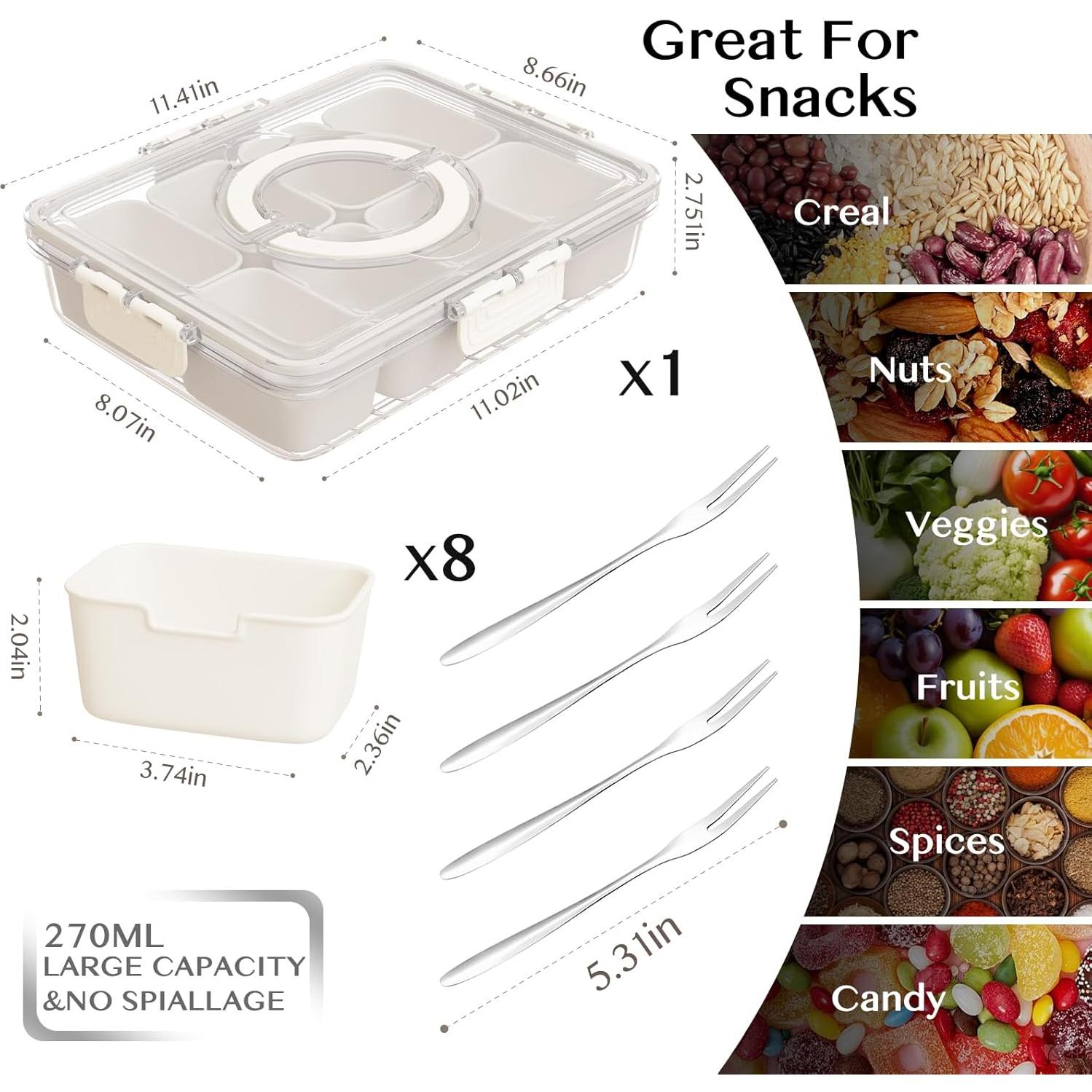 Contenedor Snackle Box Dunruz 8 Compartimentos 4.5L Transparente