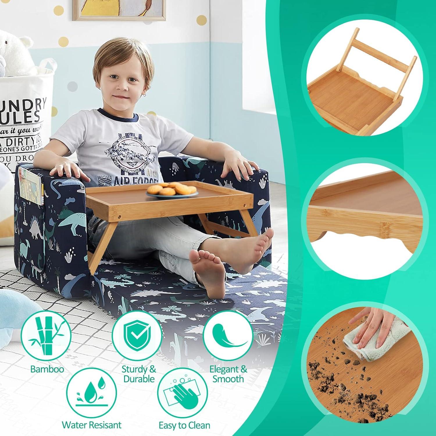 Mesa de bandeja de cama Artmeer de bambú grande con patas plegables