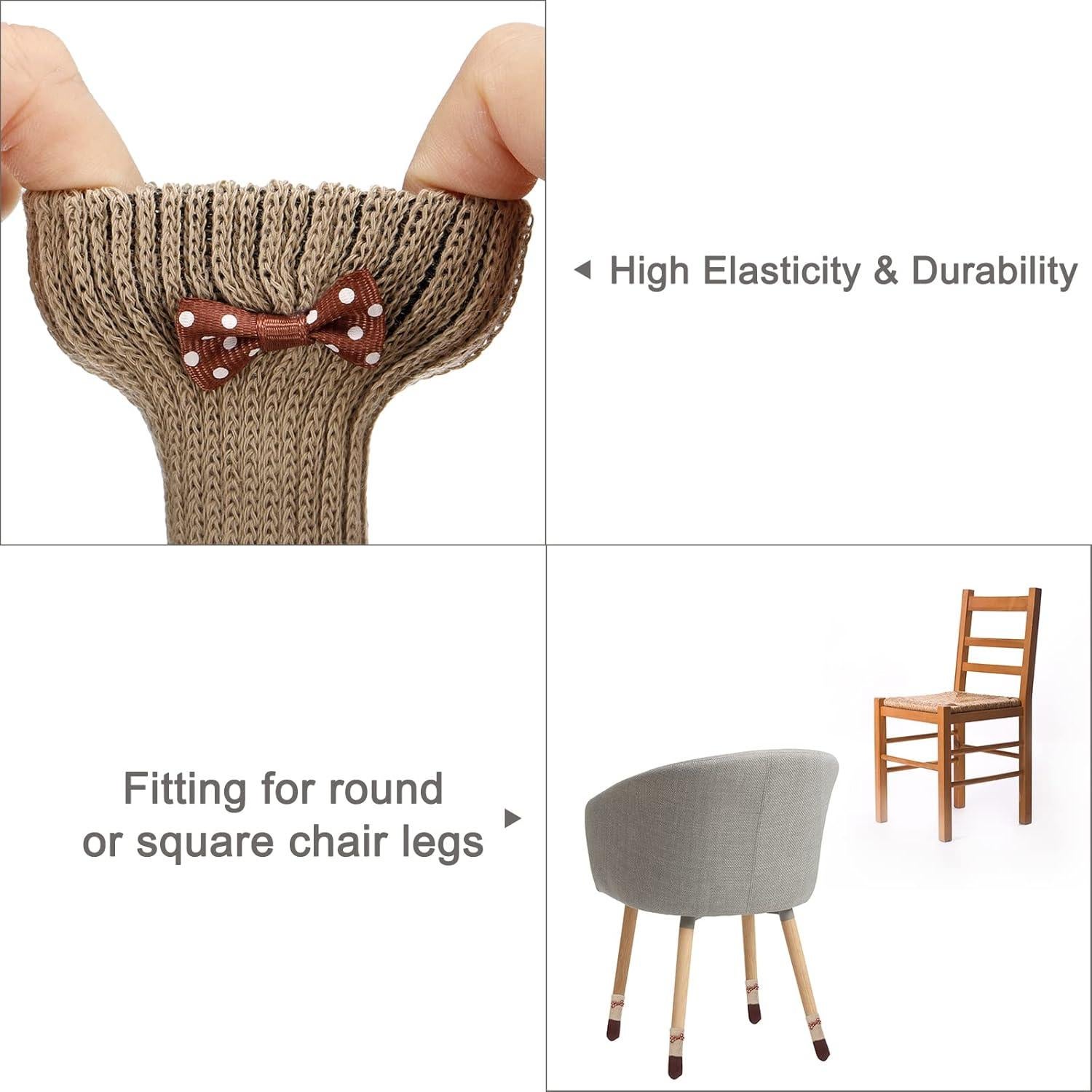 Calcetines para Patas de Silla uxcell 32pcs Beige Marrón