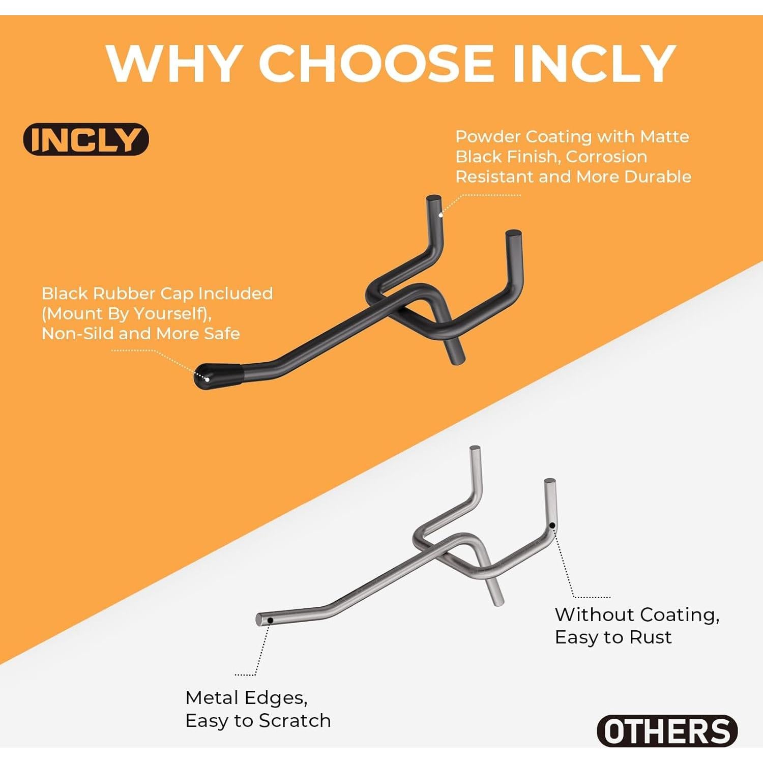 Ganchos de Tablero de Clavos INCLY 50 Unidades 5 cm Metal Negro