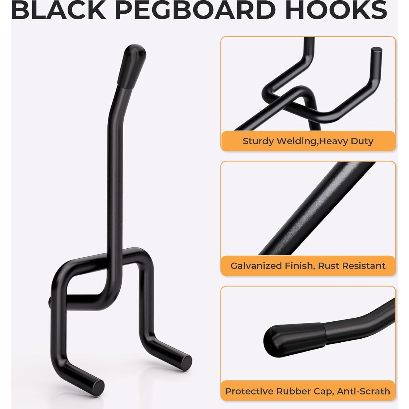 Ganchos de Tablero de Clavos INCLY 50 Unidades 5 cm Metal Negro