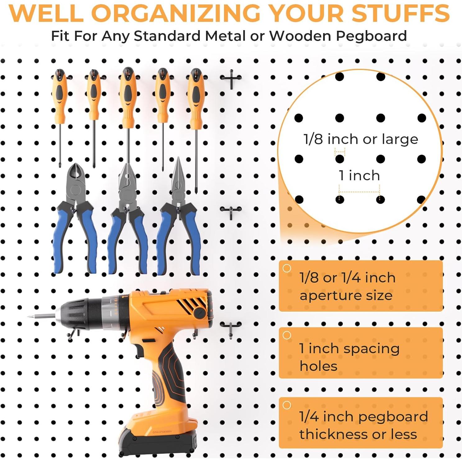 Ganchos de Tablero de Clavos INCLY 50 Unidades 5 cm Metal Negro