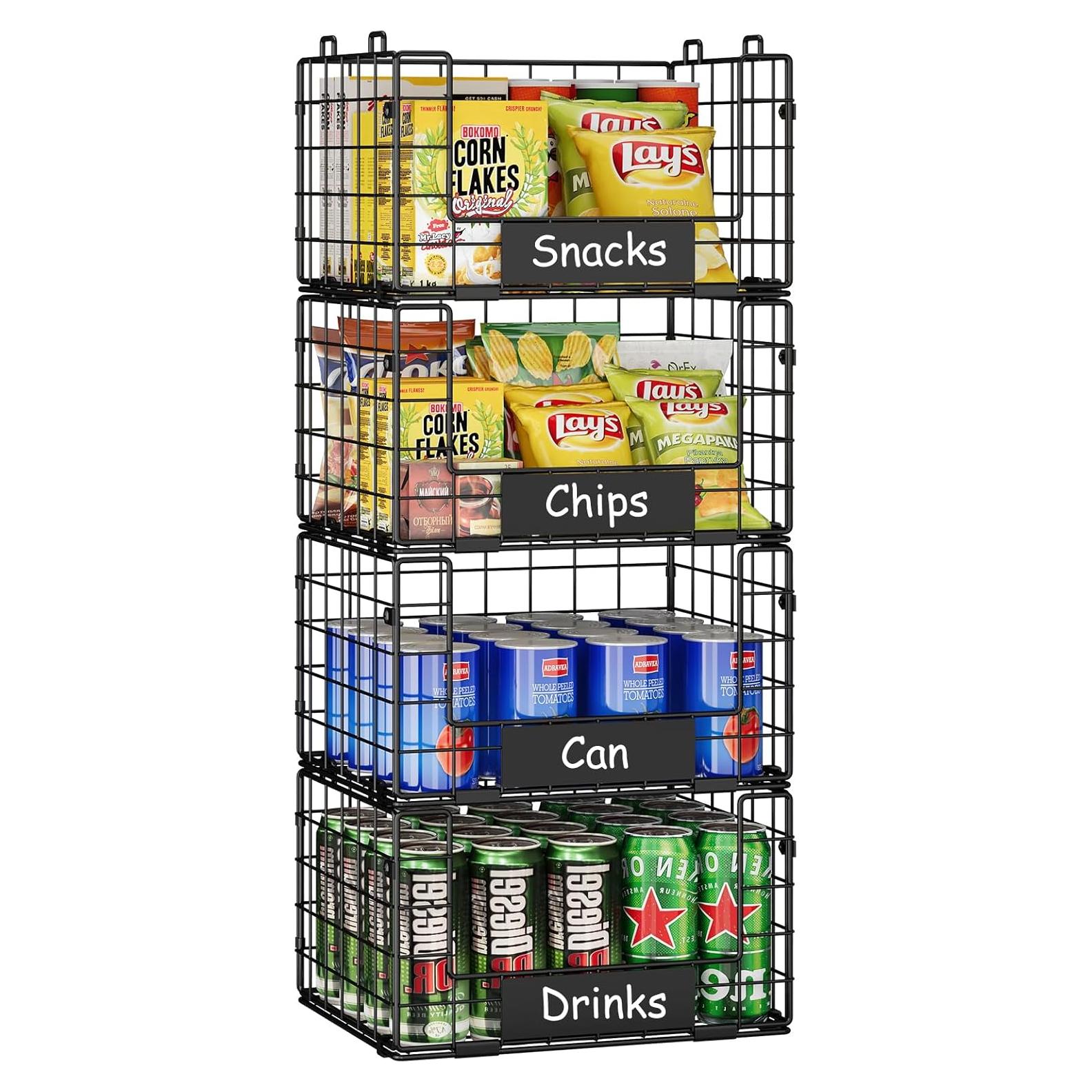 JKsmart Cestas Apilables de Alambre XL - 4 Unidades para Almacenamiento