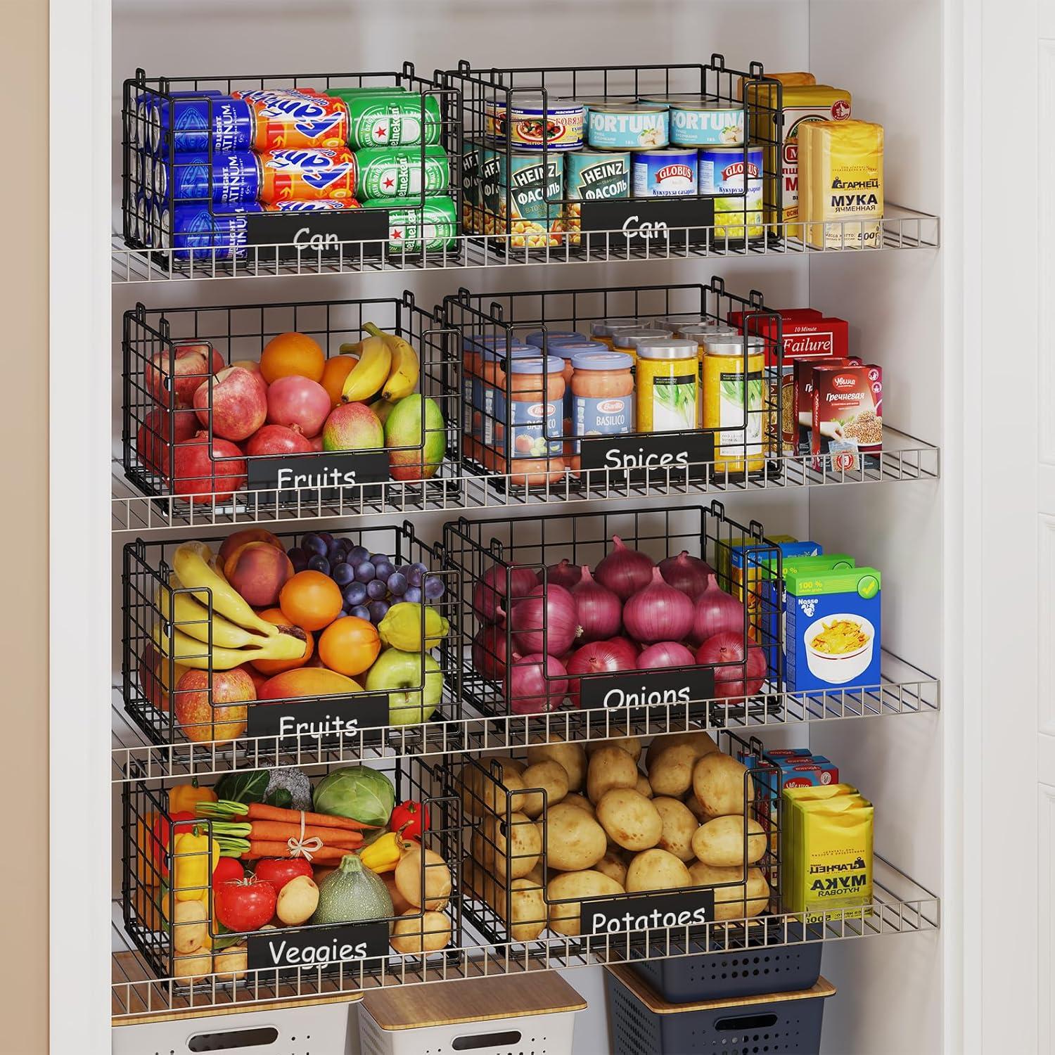 JKsmart Cestas Apilables de Alambre XL - 4 Unidades para Almacenamiento