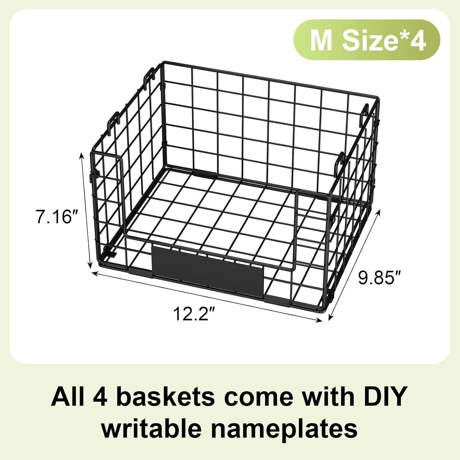 JKsmart Cestas Apilables de Alambre XL - 4 Unidades para Almacenamiento