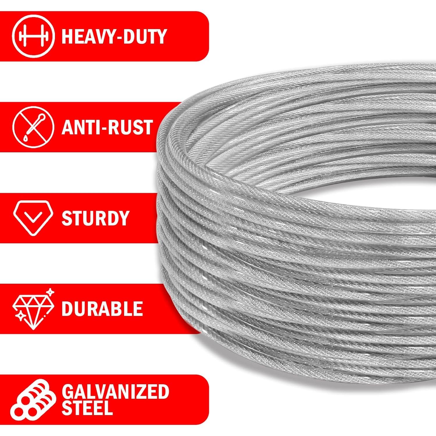 Línea de Ropa 12.19m VIVBOO Alambre PVC Plata para Secar