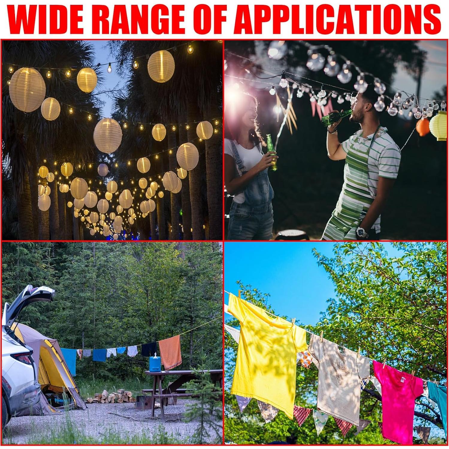 Línea de Ropa 12.19m VIVBOO Alambre PVC Plata para Secar