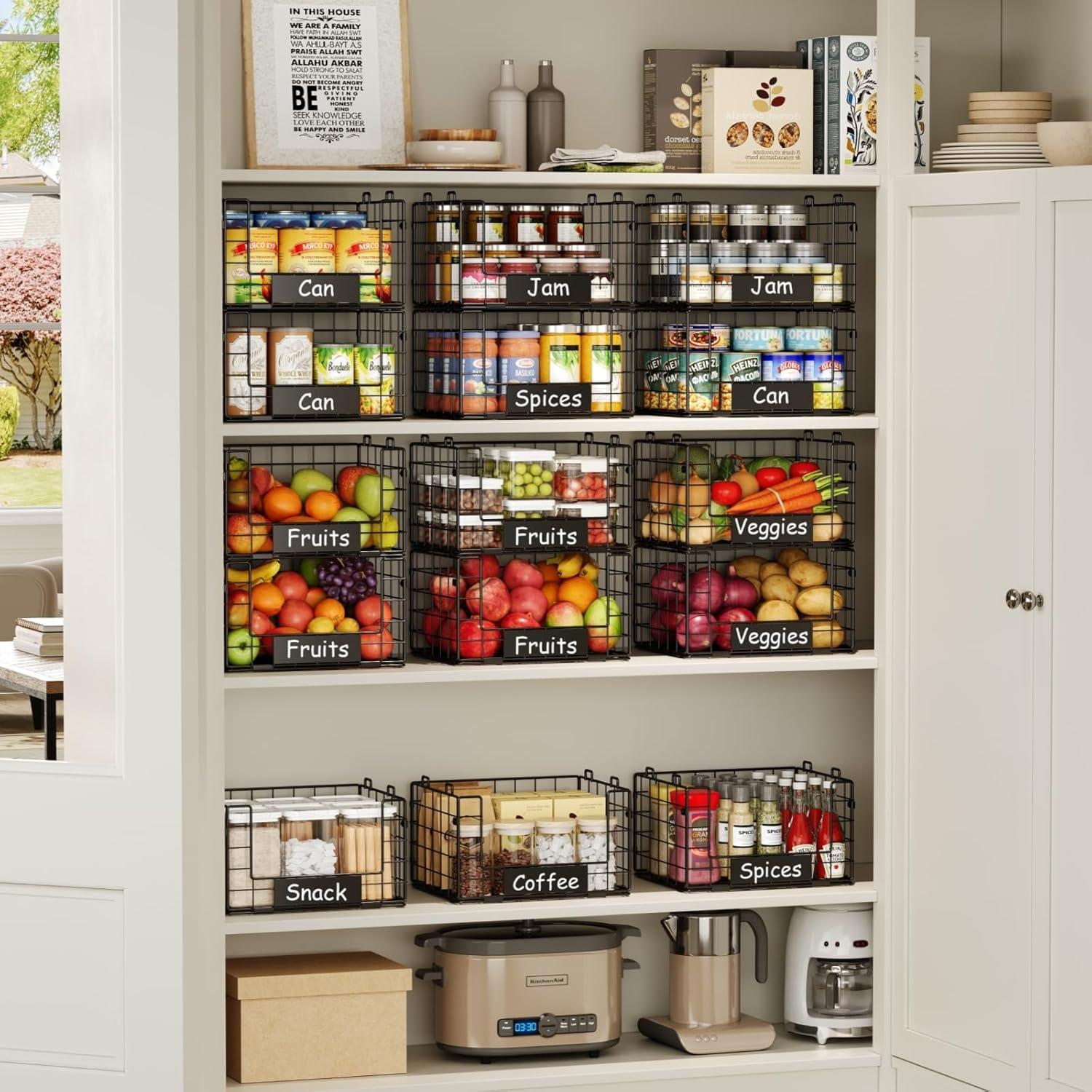 Cestas de Alambre Apilables JKsmart 3 Pack XL para Almacenamiento