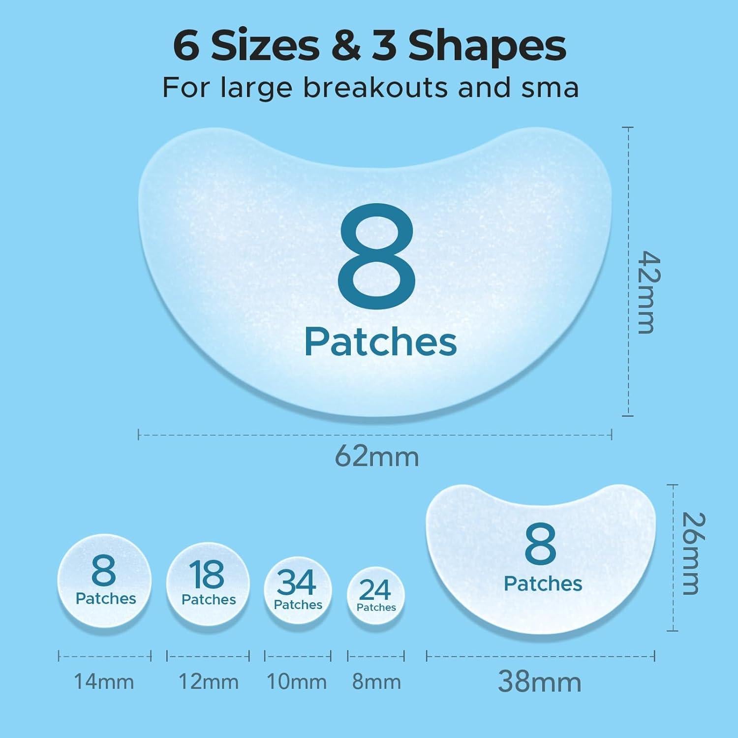 Parche Hidrocoloide para Acné TKTK - 100 Unidades, 6 Tamaños