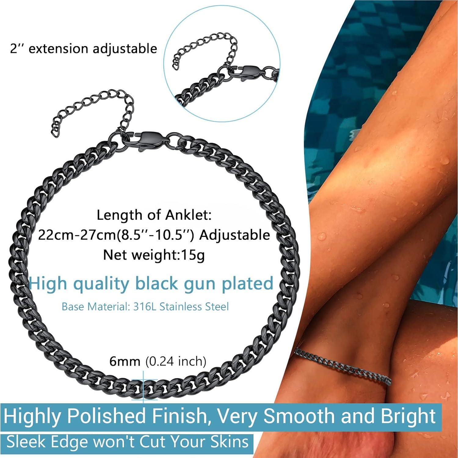 Pulsera de tobillo hipoalergénica Prosteel de acero inoxidable 22-27 cm