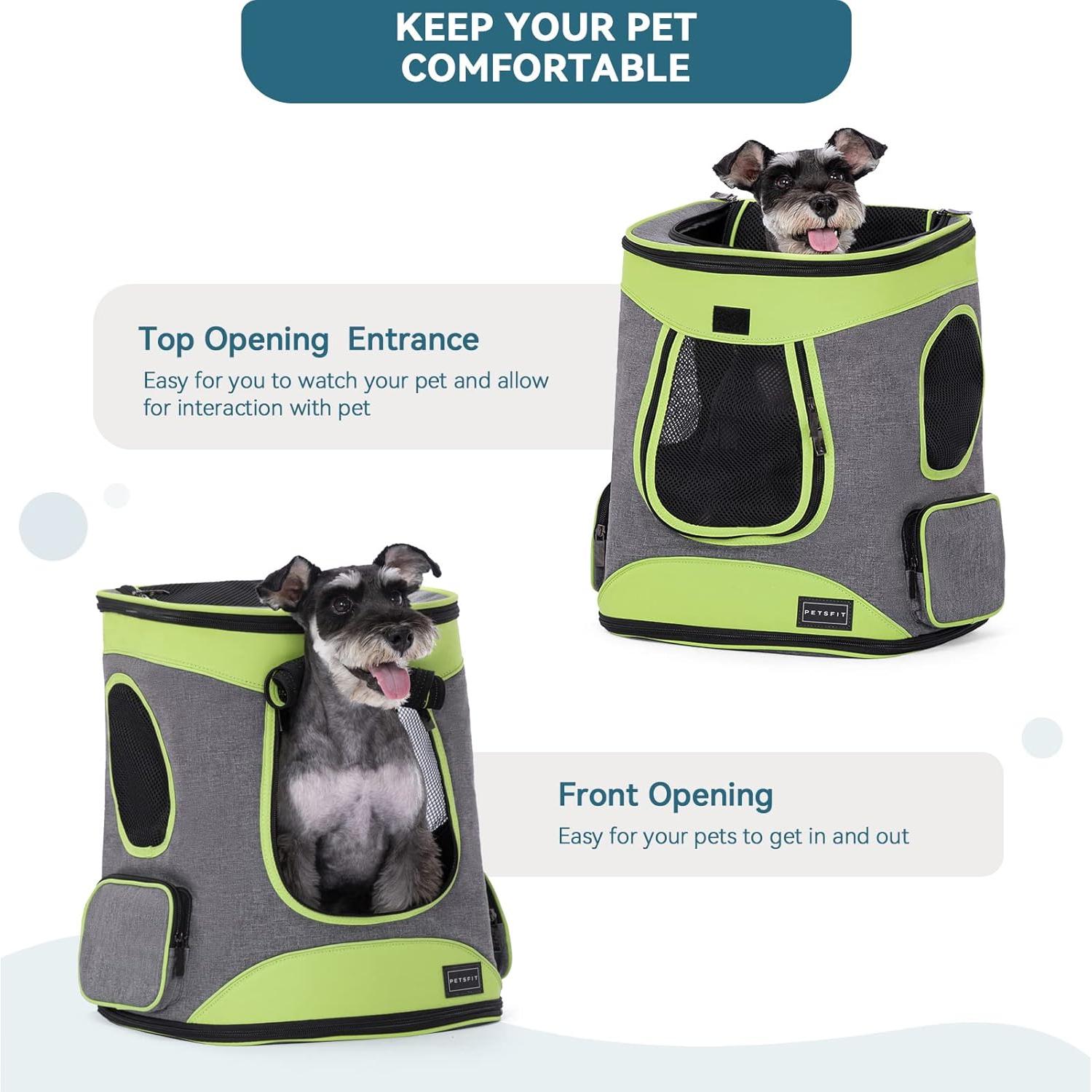 Mochila Portadora Petsfit Verde para Mascotas hasta 9,98 kg
