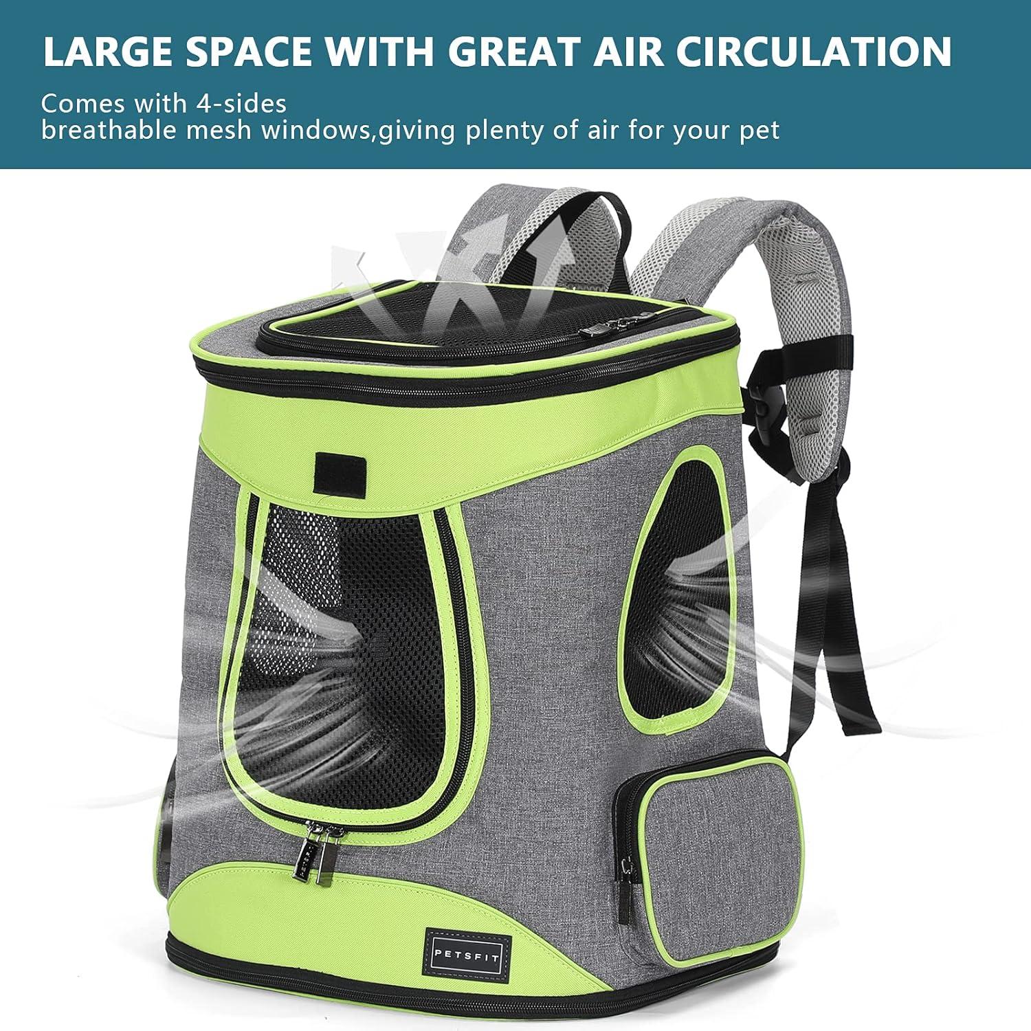 Mochila Portadora Petsfit Verde para Mascotas hasta 9,98 kg
