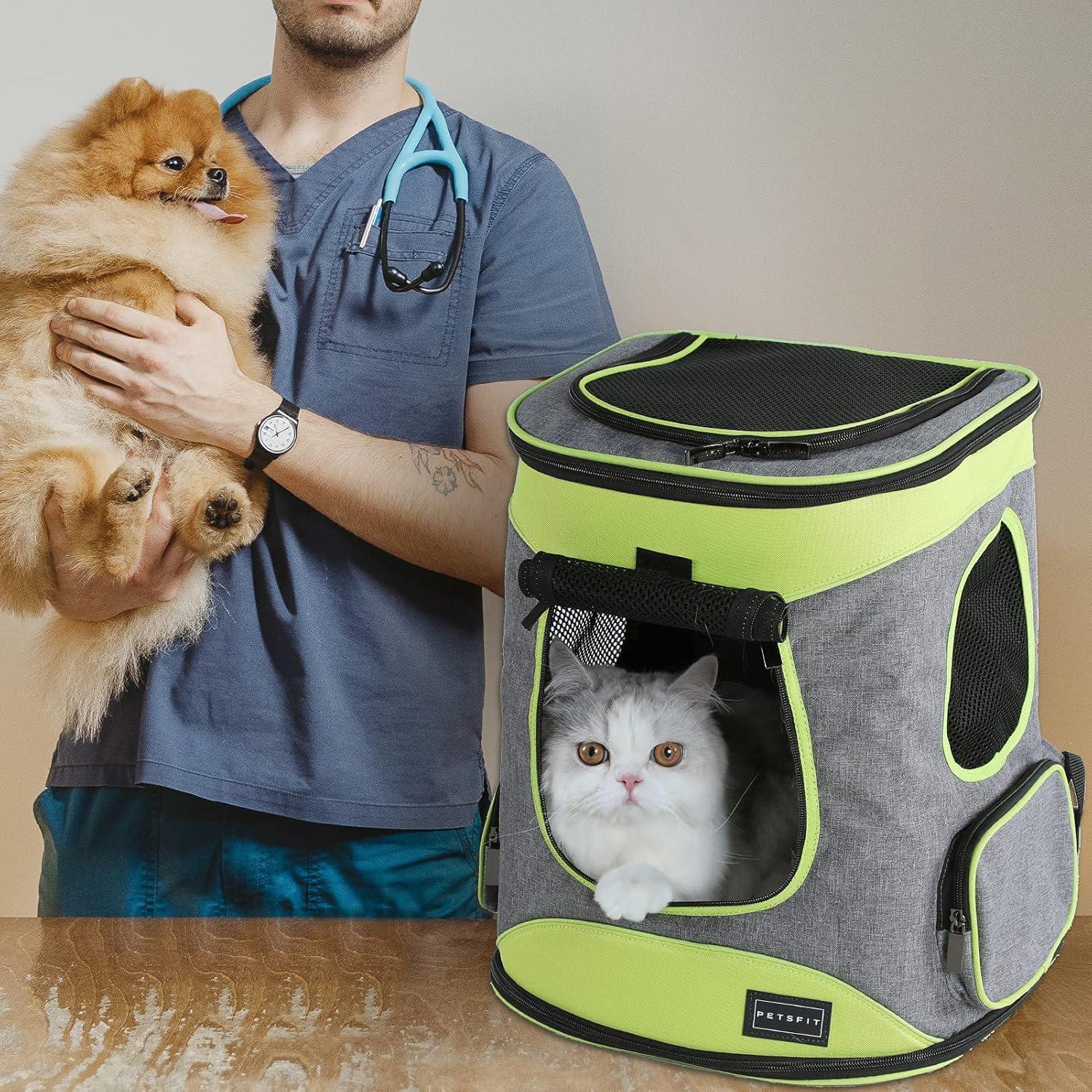 Mochila Portadora Petsfit Verde para Mascotas hasta 9,98 kg